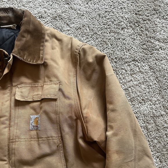 VTG Carhartt Mens Heavy Khaki Canvas Barn Coat Mens XL USA Made Distressed - Picture 5 of 16